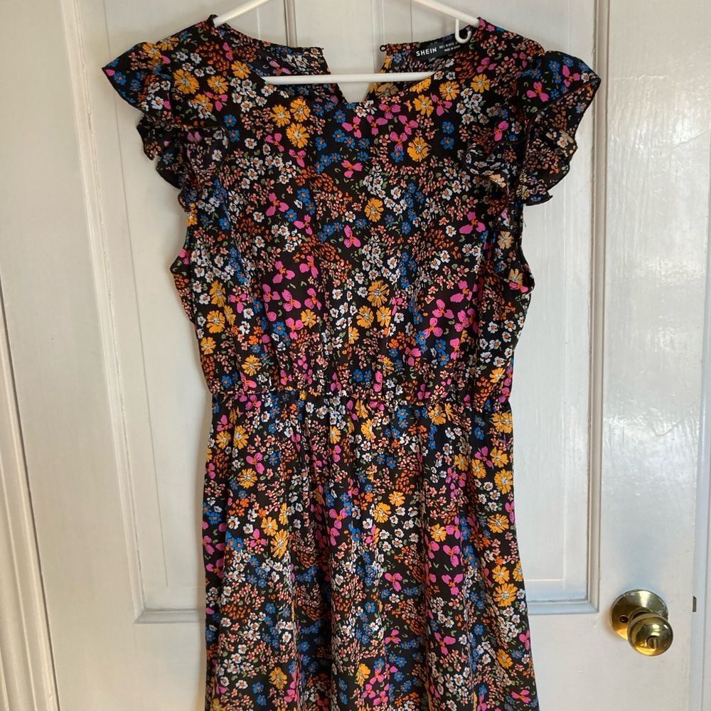 ♡♡♡ SHEIN Floral Dress - Black, Blue, Pink, Yellow sz Large